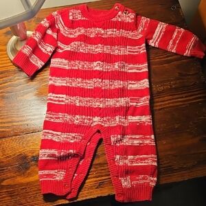 Cat & Jack Red Striped Knit Kids One Piece